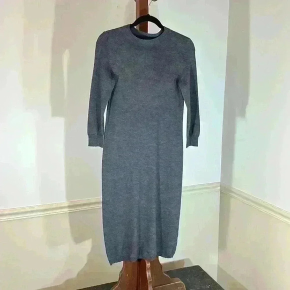 Talbots Women’s Size XS 100% Pure Merino Wool Gray Sweater Dress EUC - Picture 1 of 7